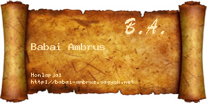 Babai Ambrus névjegykártya