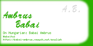 ambrus babai business card